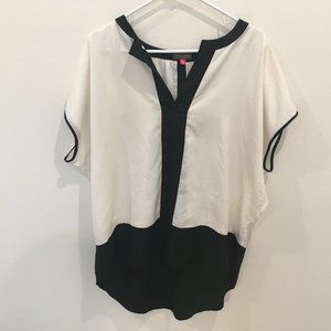 Vince Camuto Black & White Block Women Light Oversized Top, Size 1X